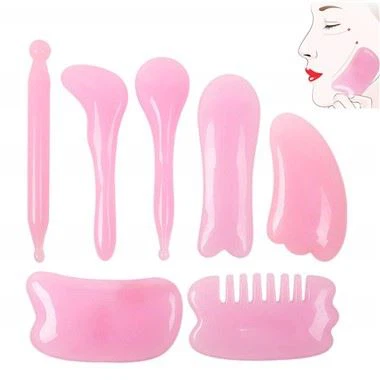7Pcs 천연 수지 앰버 구아 샤 스크레이퍼 페이셜 도구