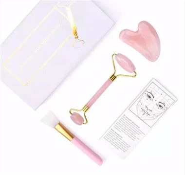 보석 핸드헬드 로즈 쿼츠 옥 롤러 Gua Sha 세트
