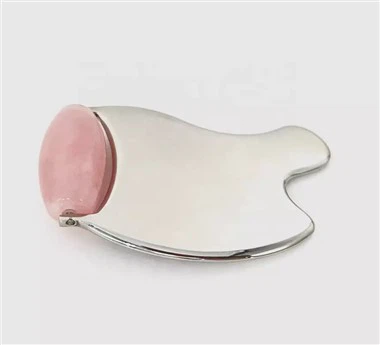 로즈 쿼츠 페이스 스테인레스 스틸 옥스 롤러 및 구아 샤